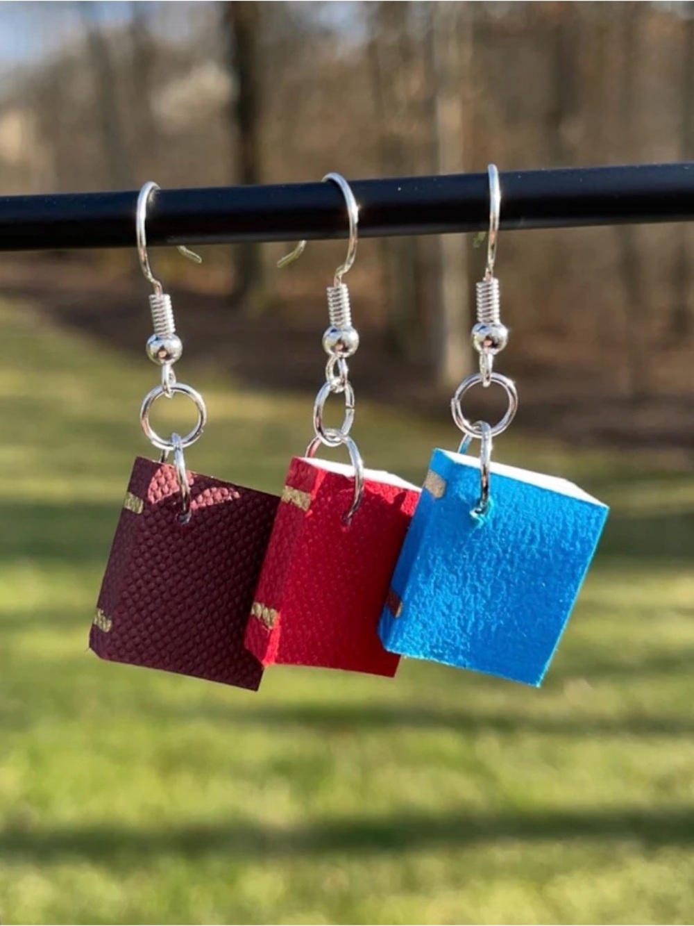 Mini Book Earrings – Green